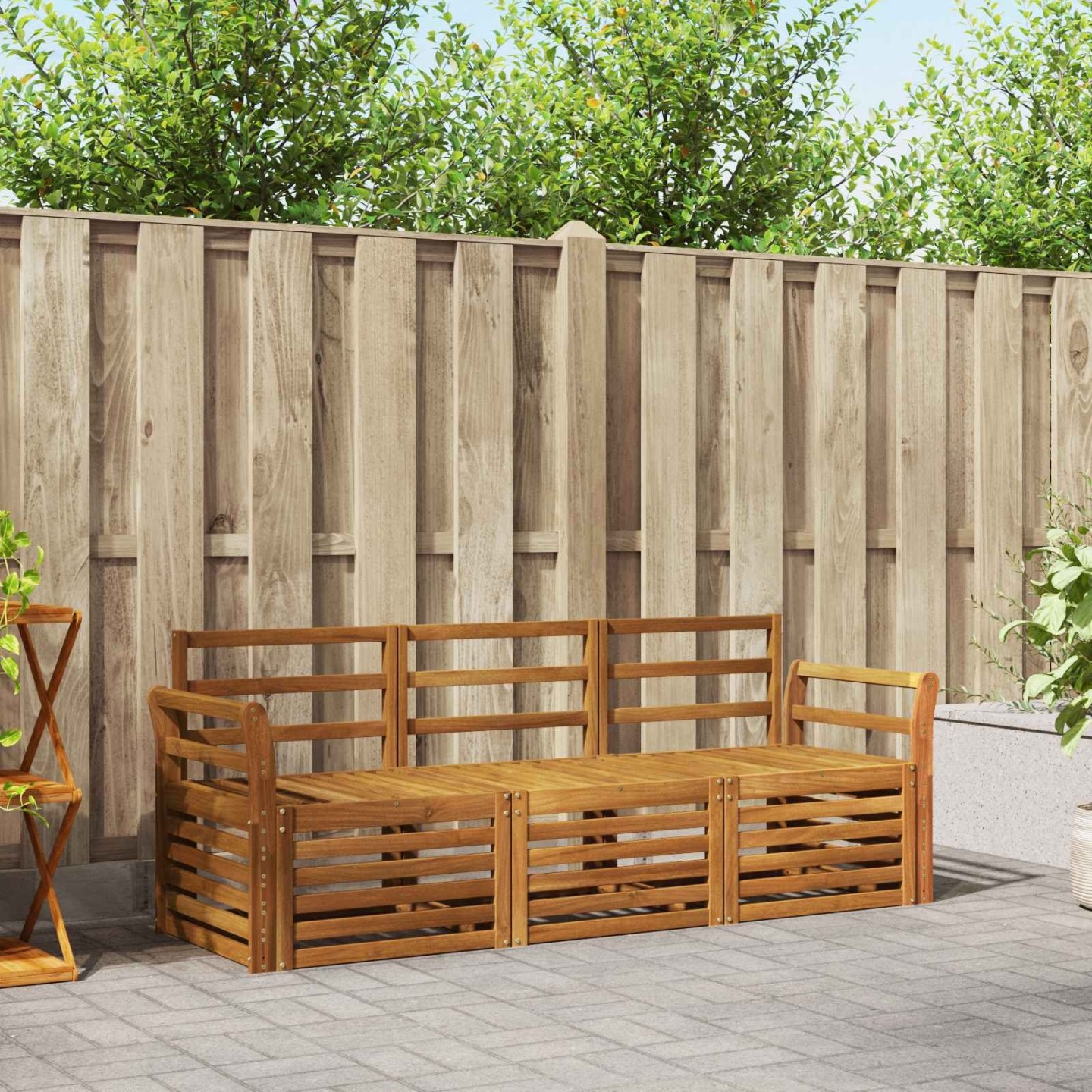 Ensembles de canapés 3 pc Naturel Bois d'Acacia Massif