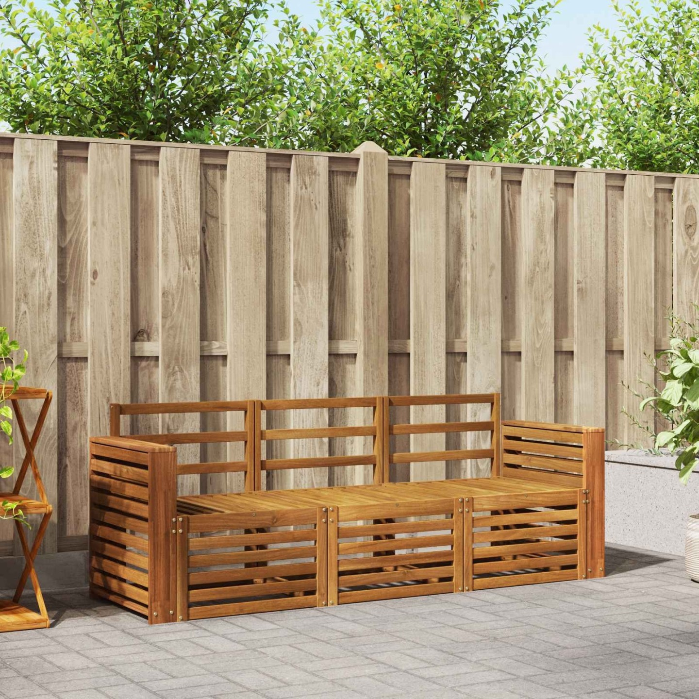 Ensembles de canapés 3 pc Naturel Bois d'Acacia Massif