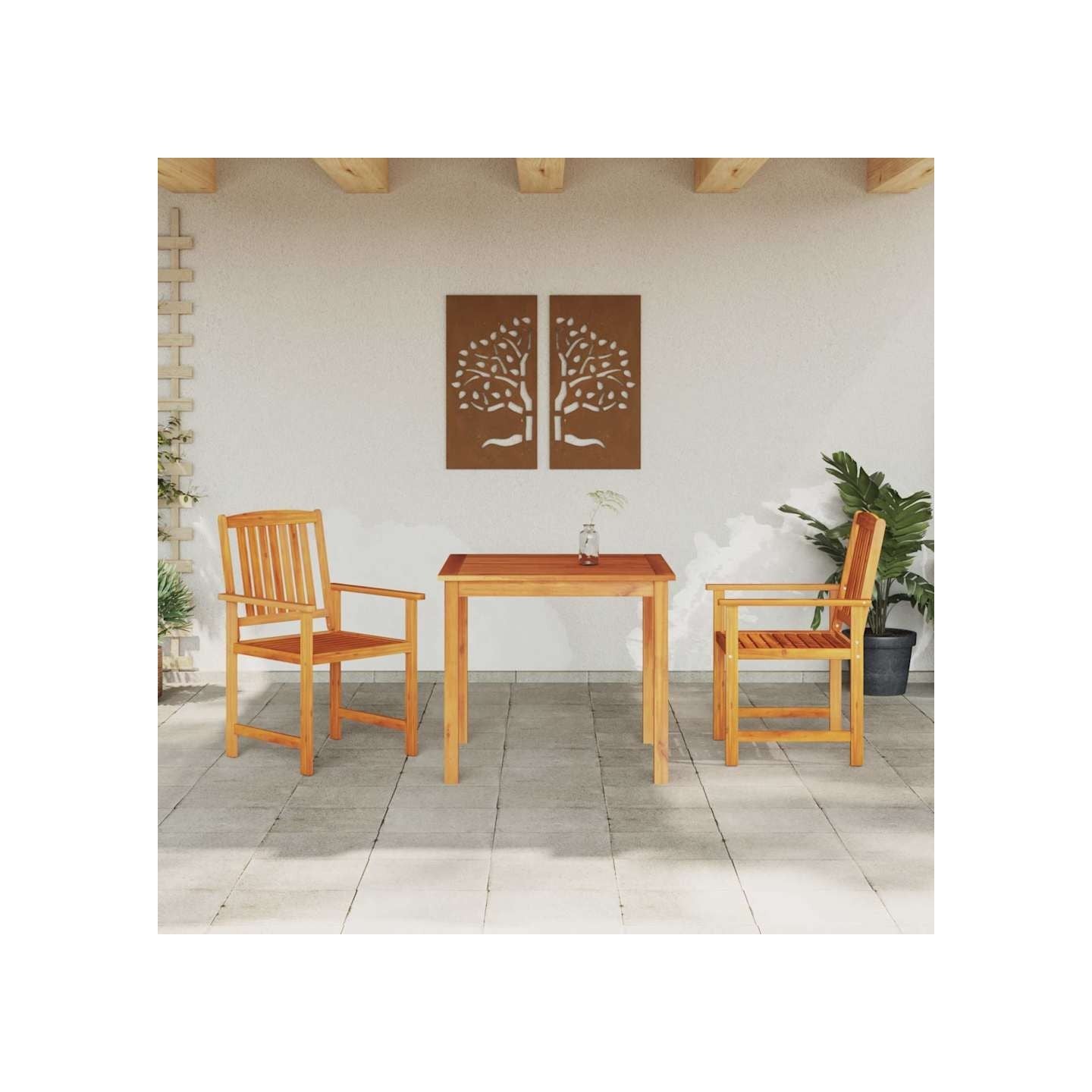 Ensemble de salle à manger pour jardin 3 pc Marron