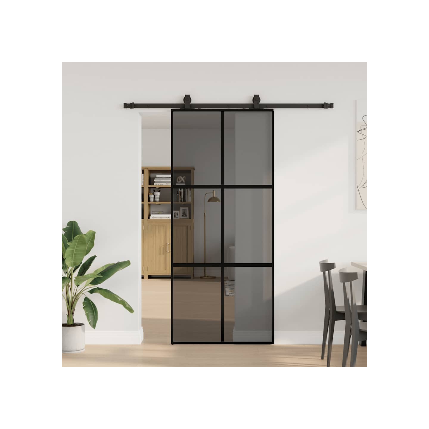 Porte coulissante avec kit de quincaillerie noir 90x205 cm