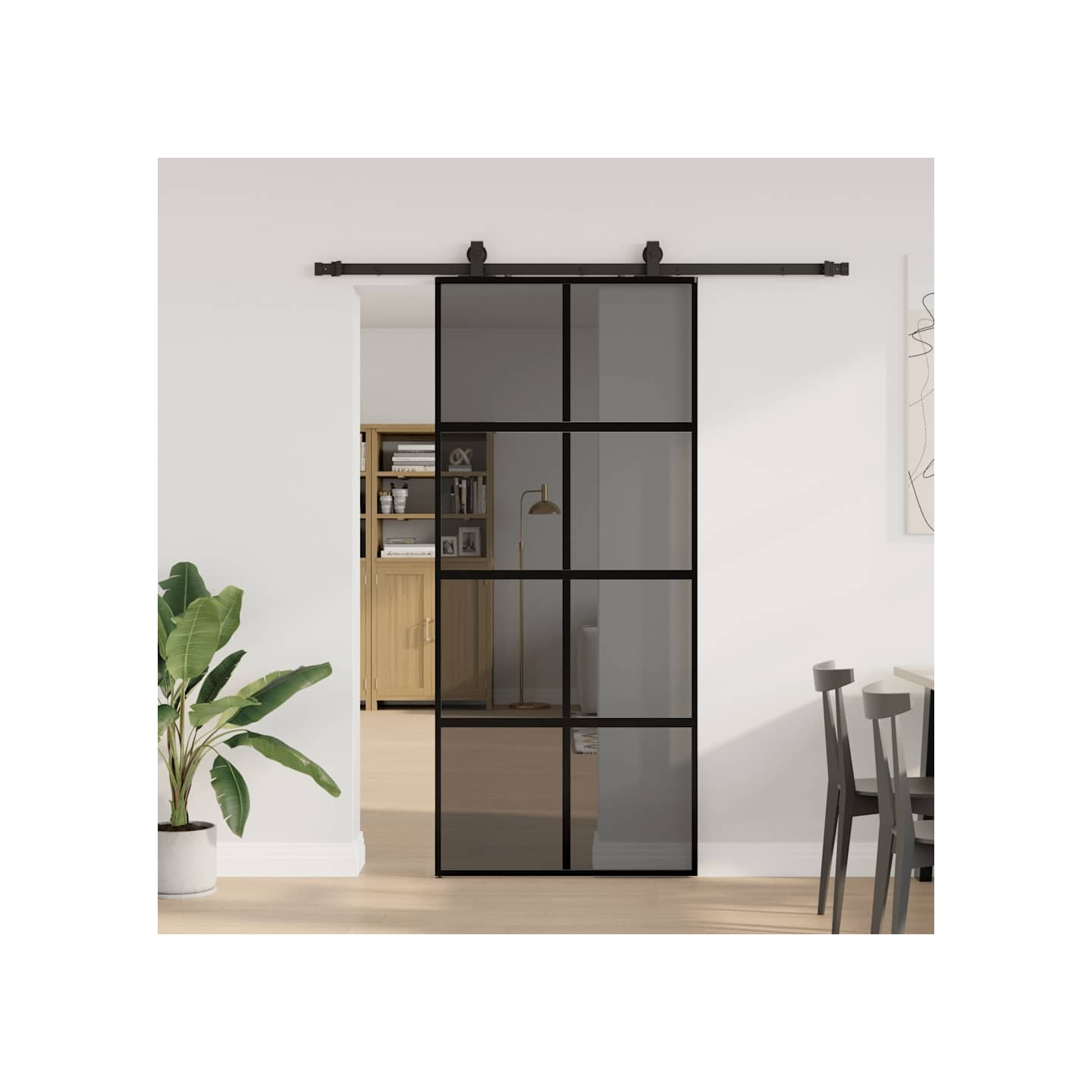Porte coulissante avec kit de quincaillerie noir 90x205 cm