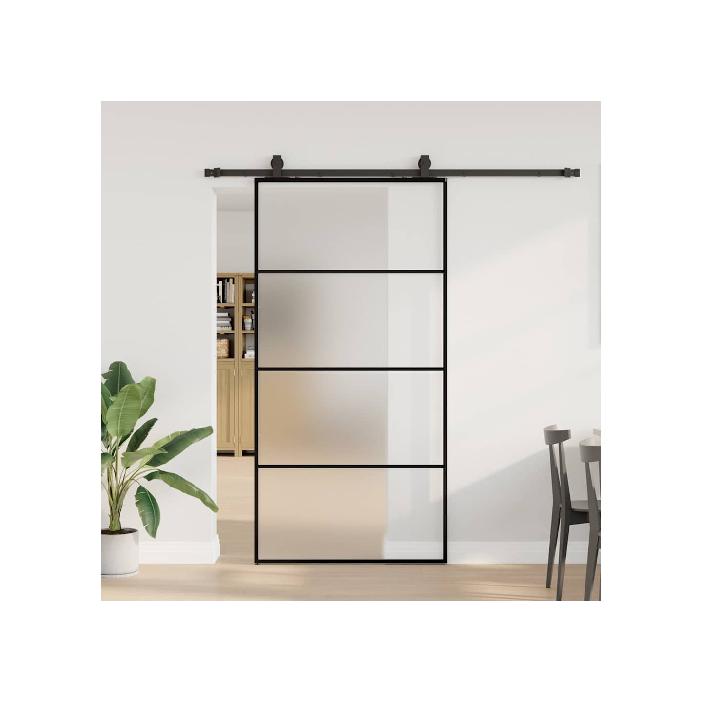 Porte coulissante kit de quincaillerie noir 102,5x205 cm