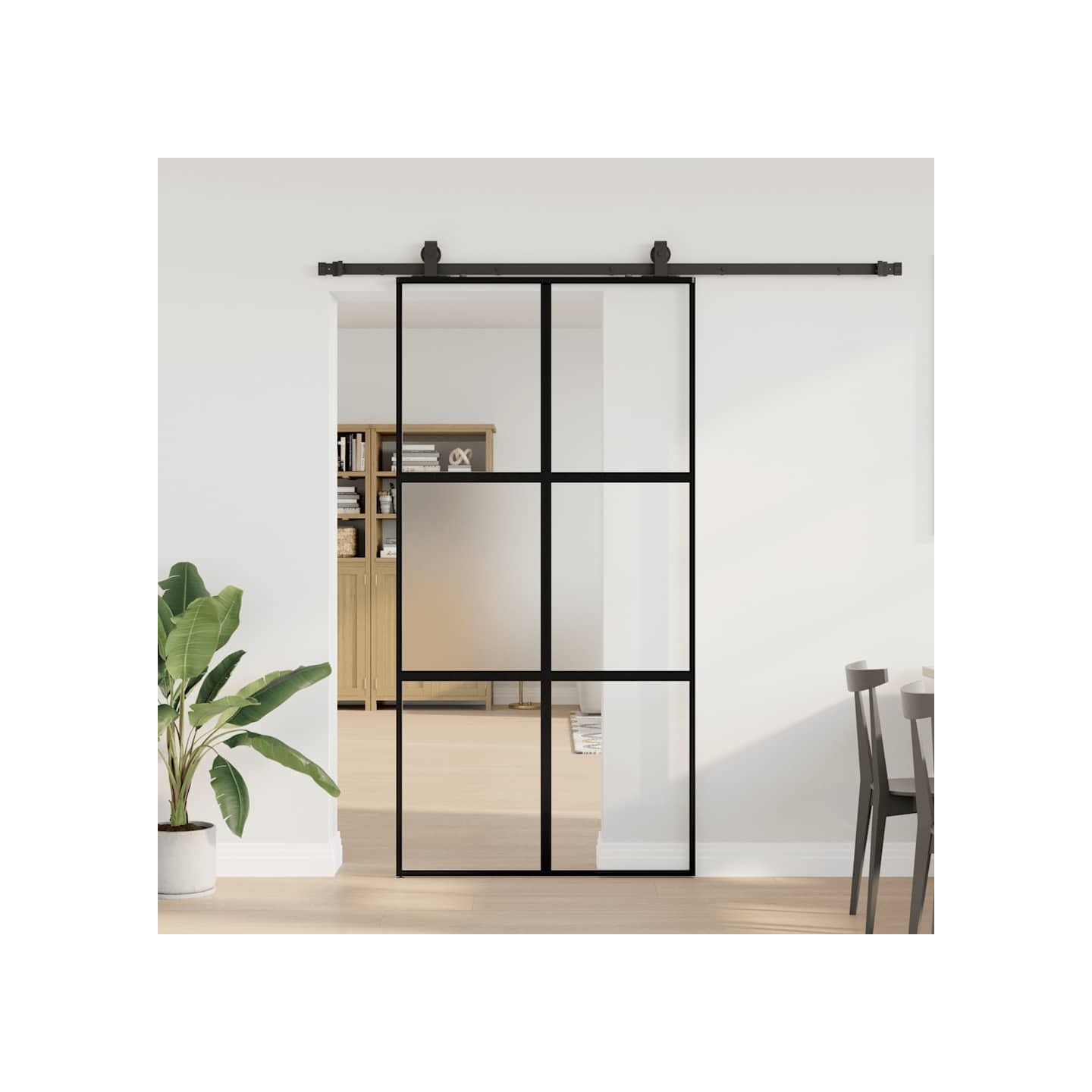 Porte coulissante avec kit de quincaillerie noir 102,5x205 cm