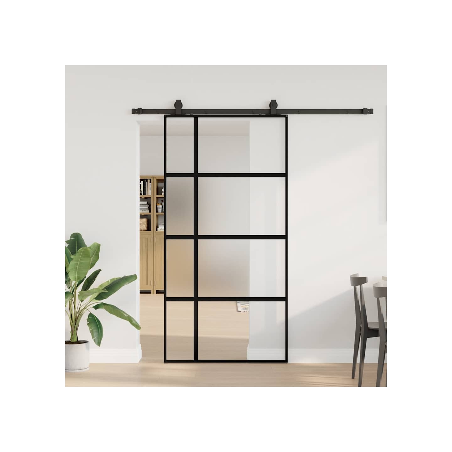 Porte coulissante avec kit de quincaillerie noir 102,5x205 cm