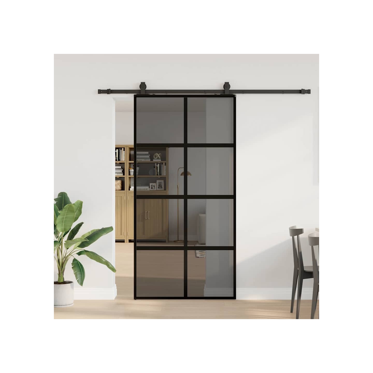 Porte coulissante avec kit de quincaillerie noir 102,5x205 cm
