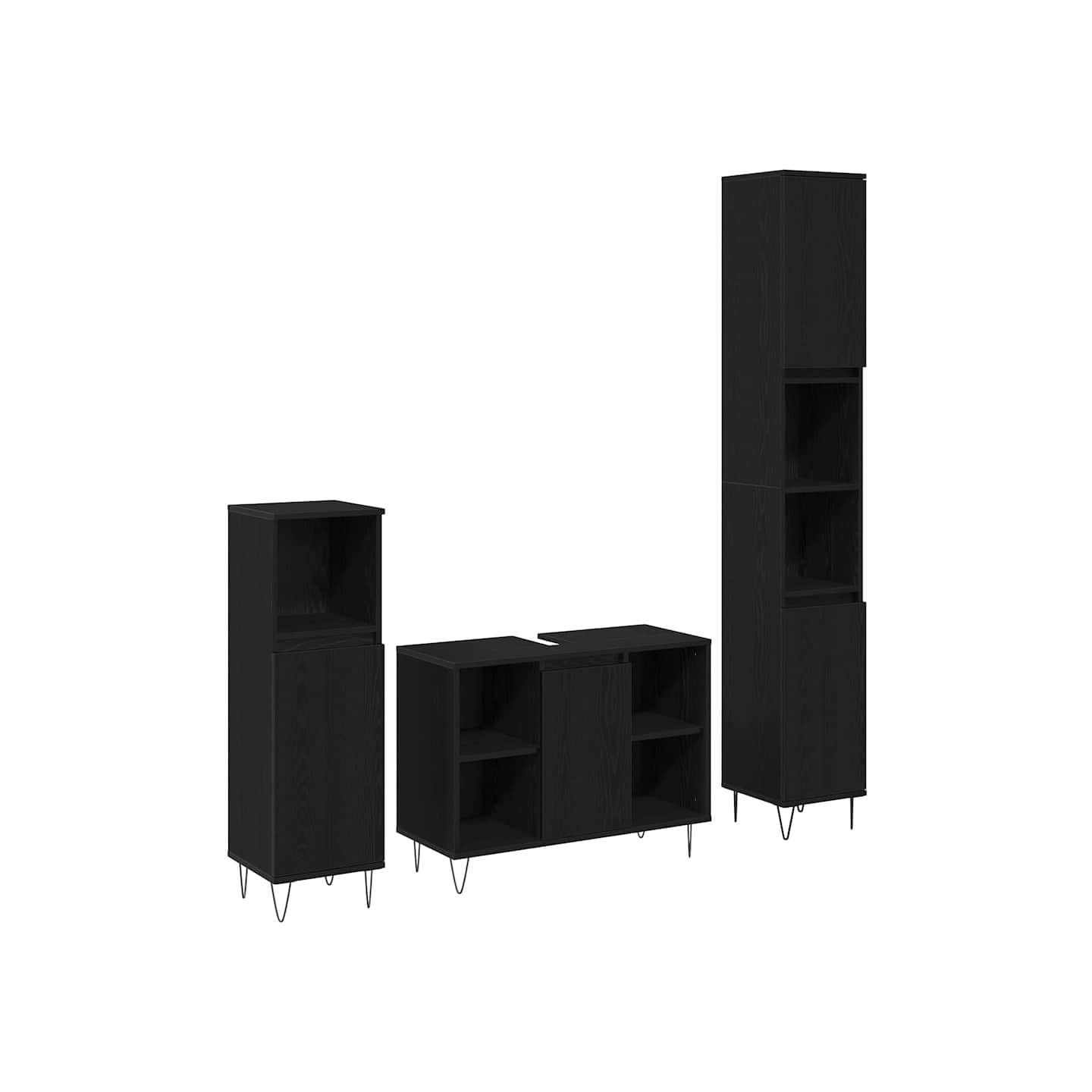 Ensemble de mobilier de salle de bain 3 pc Chêne noir
