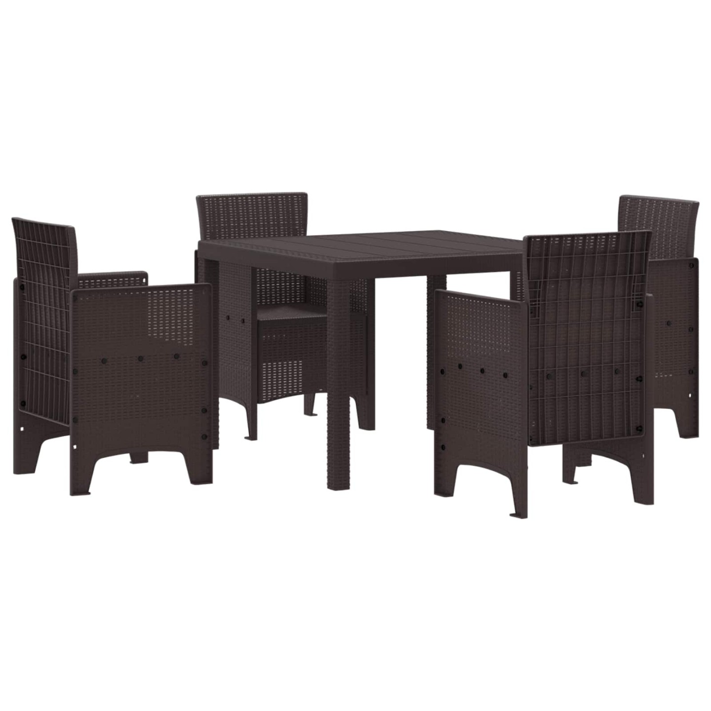 Ensemble de salle à manger pour jardin 5 pc Marron