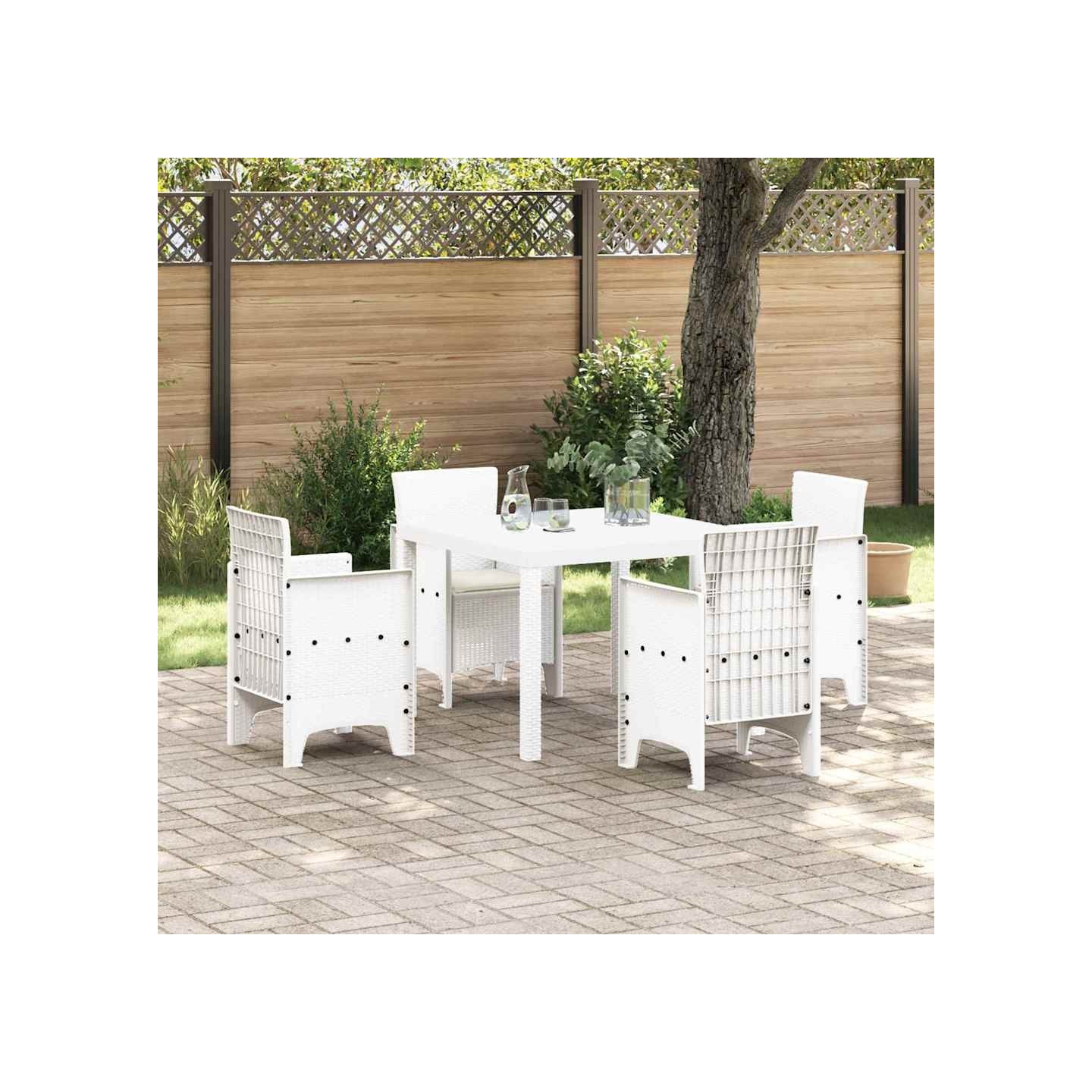 Ensemble de salle à manger pour jardin 5 pc Blanc Polypropylène