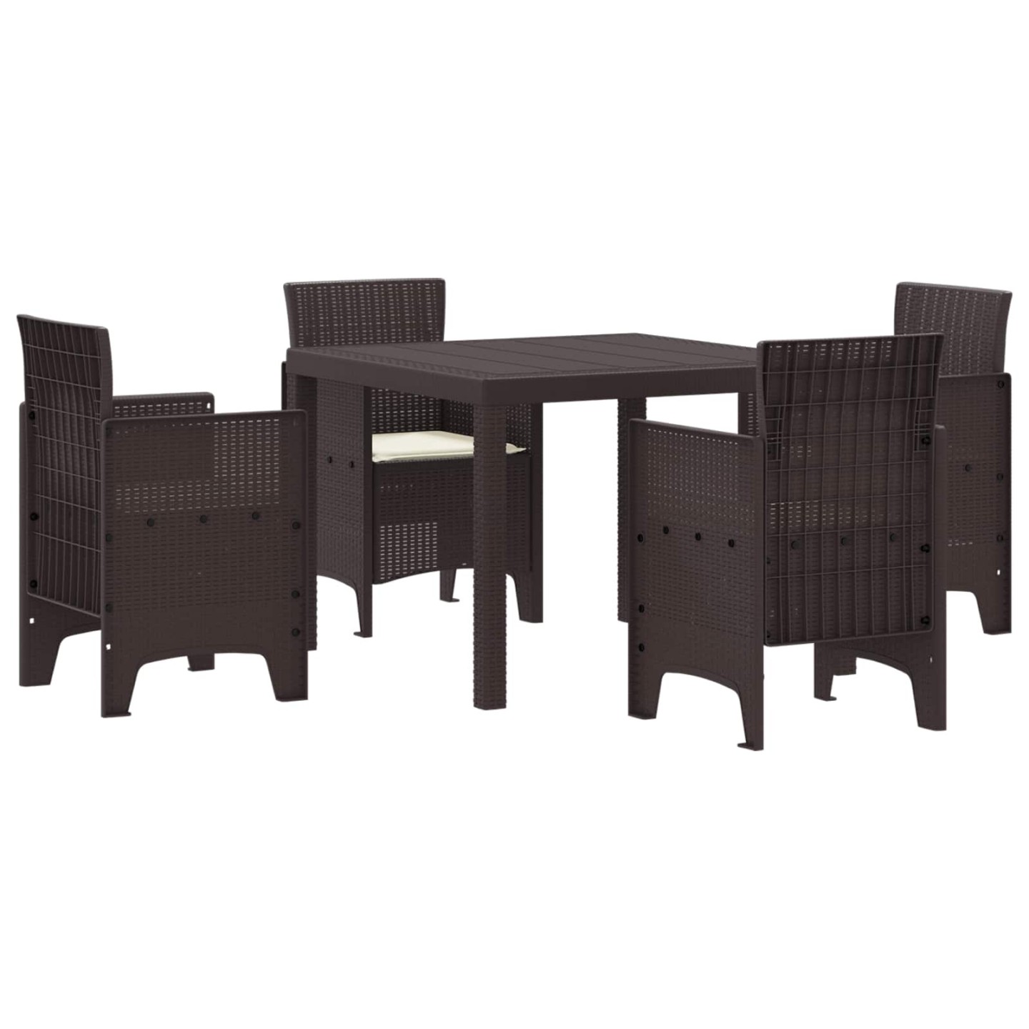 Ensemble de salle à manger pour jardin 5 pc Marron