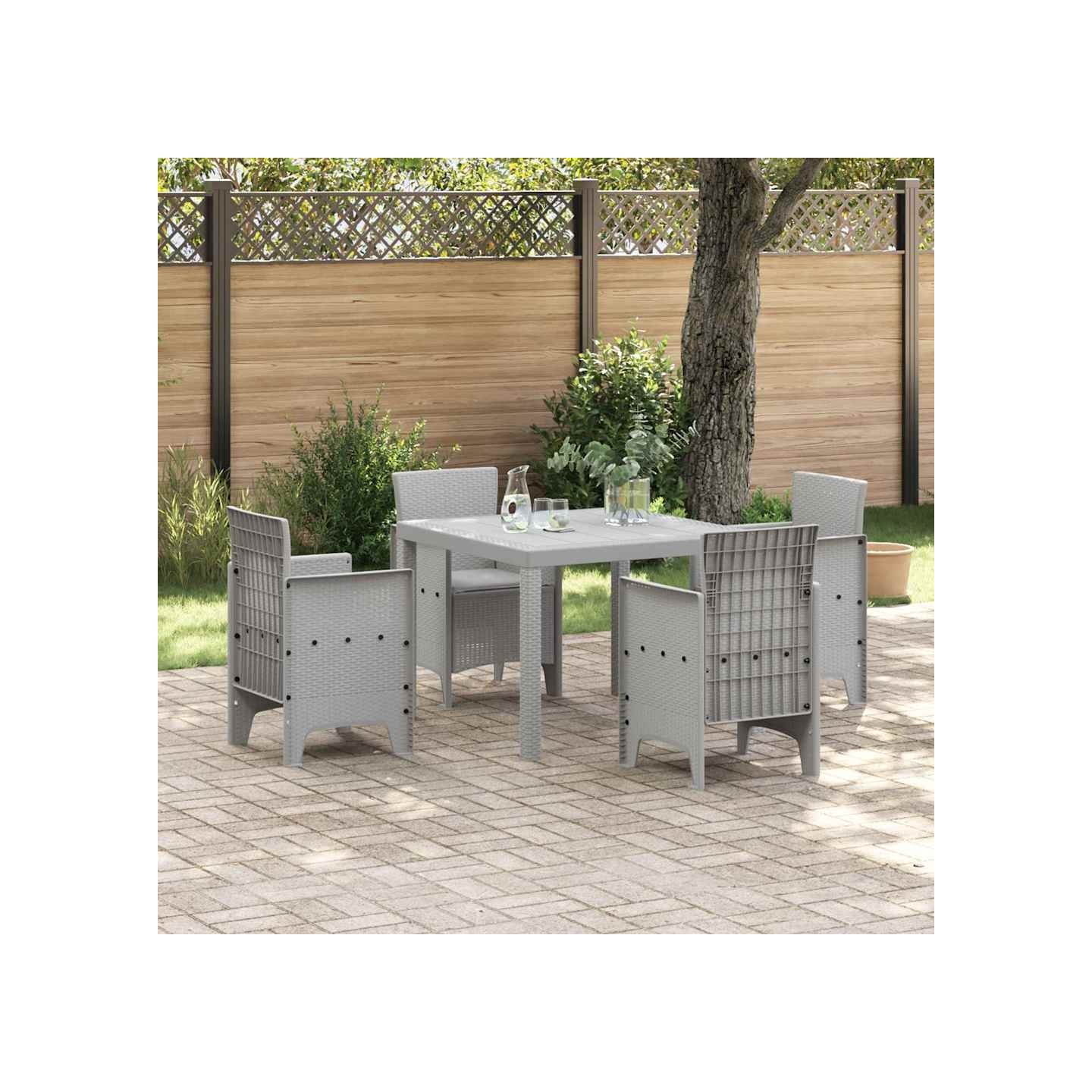 Ensemble de salle à manger pour jardin 5 pc Gris clair