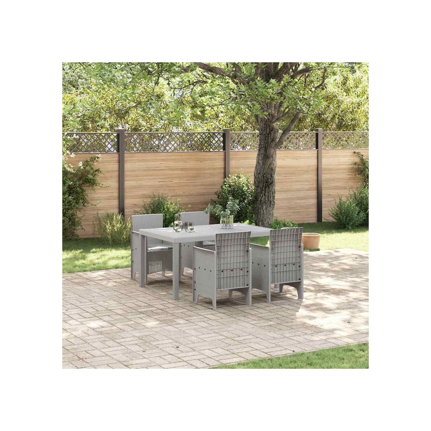 Ensemble de salle à manger pour jardin 5 pc Gris clair