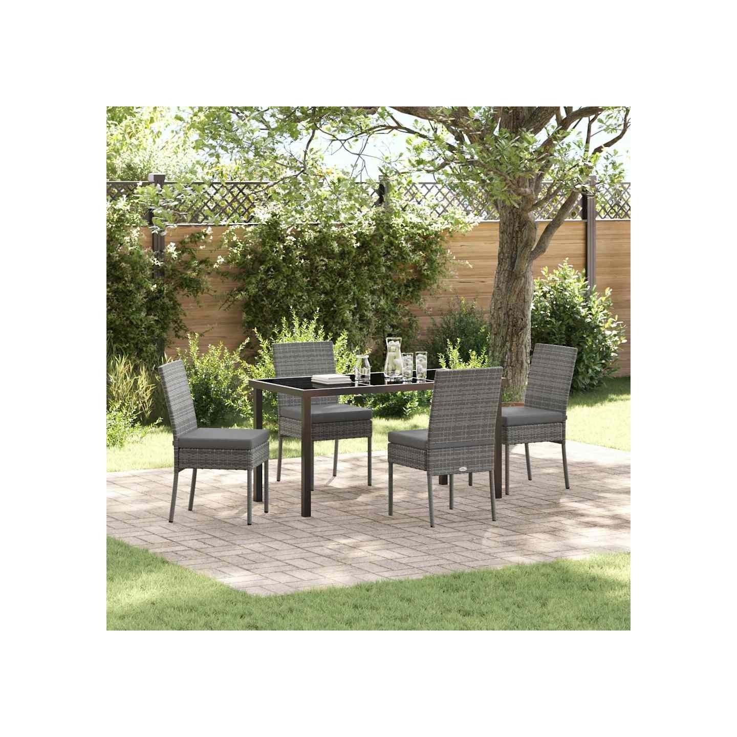 Ensemble de salle à manger pour jardin 5 pc Gris