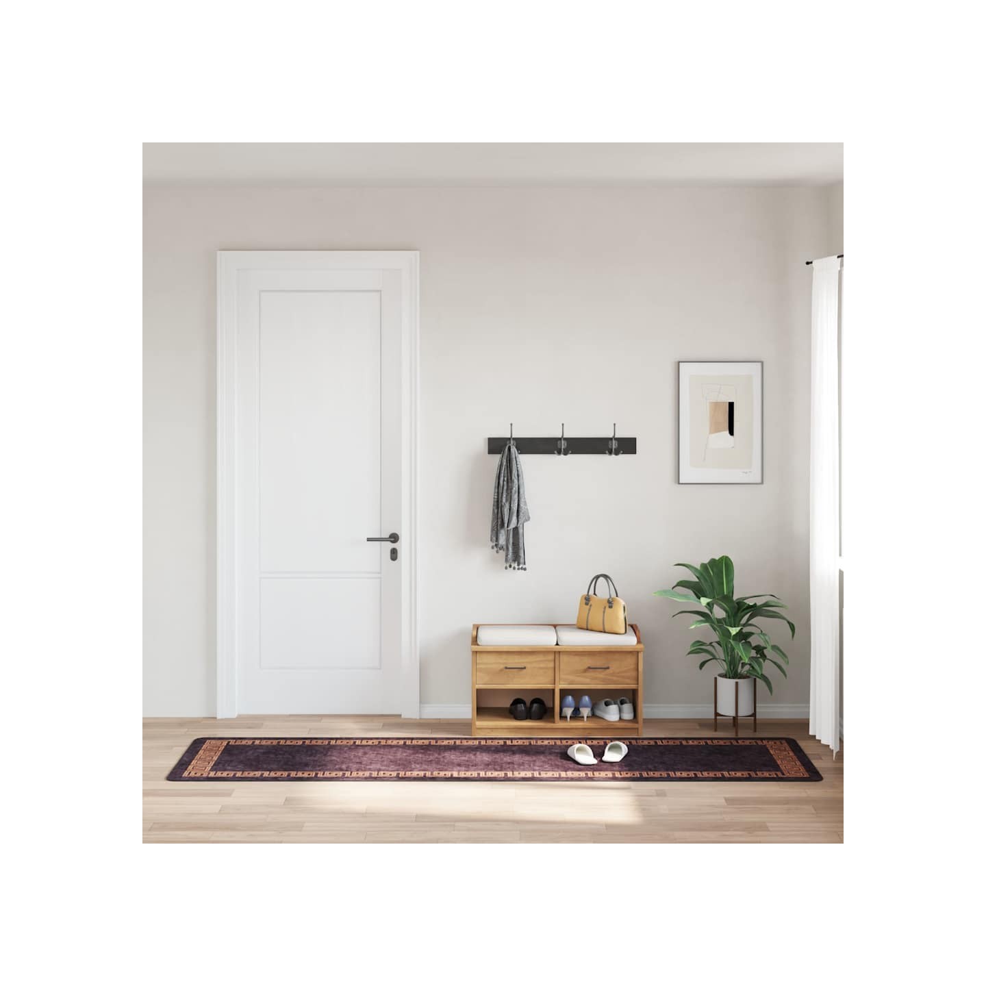 Tapis lavable 80x300 cm Noir et doré