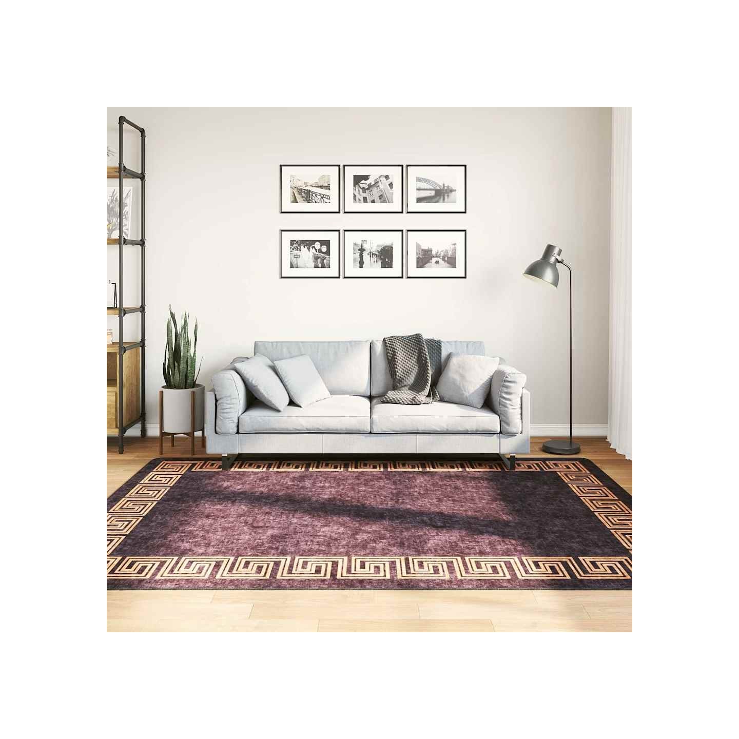 Tapis lavable 160x230 cm noir et doré