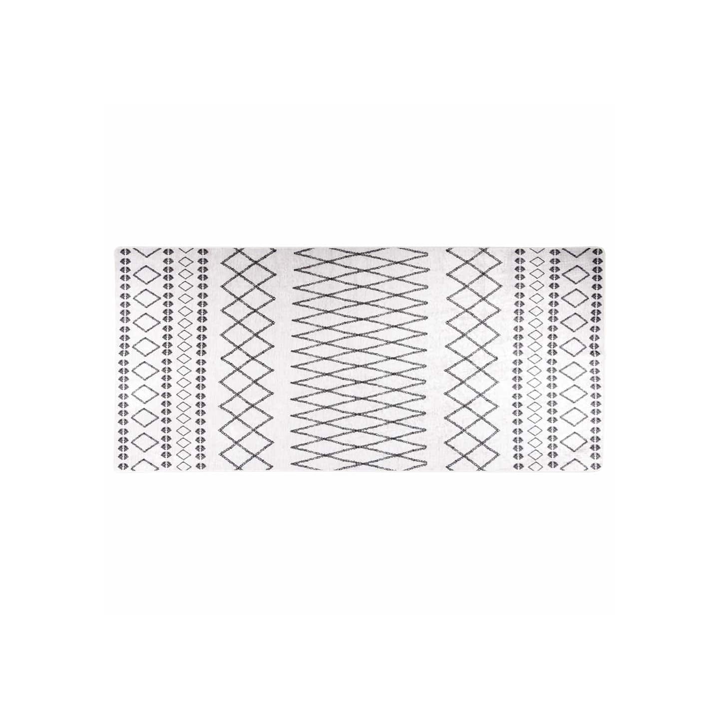 Tapis lavable 80x300 cm Blanc et noir