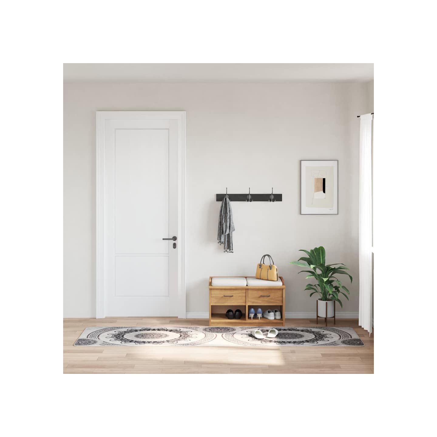 Tapis lavable 80x300 cm noir et gris