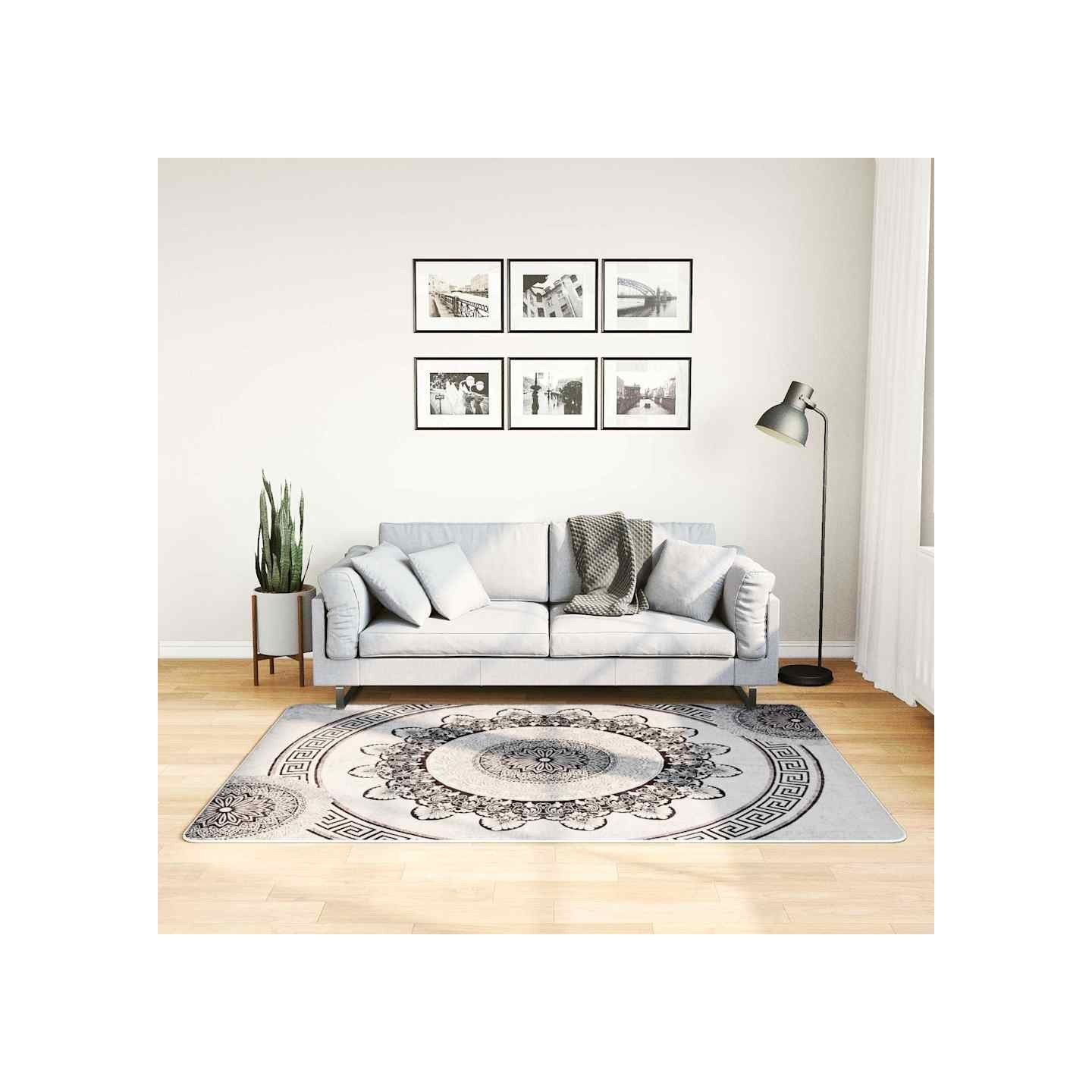 Tapis lavable 120x180 cm noir et gris