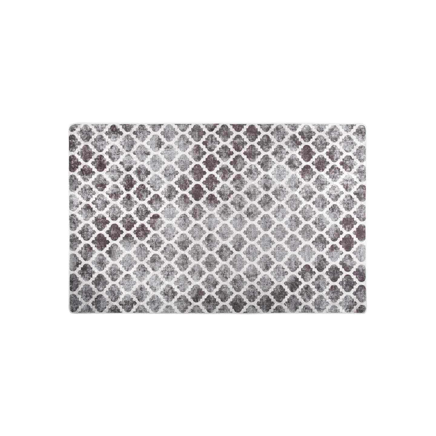 Tapis lavable 160x230 cm gris et blanc