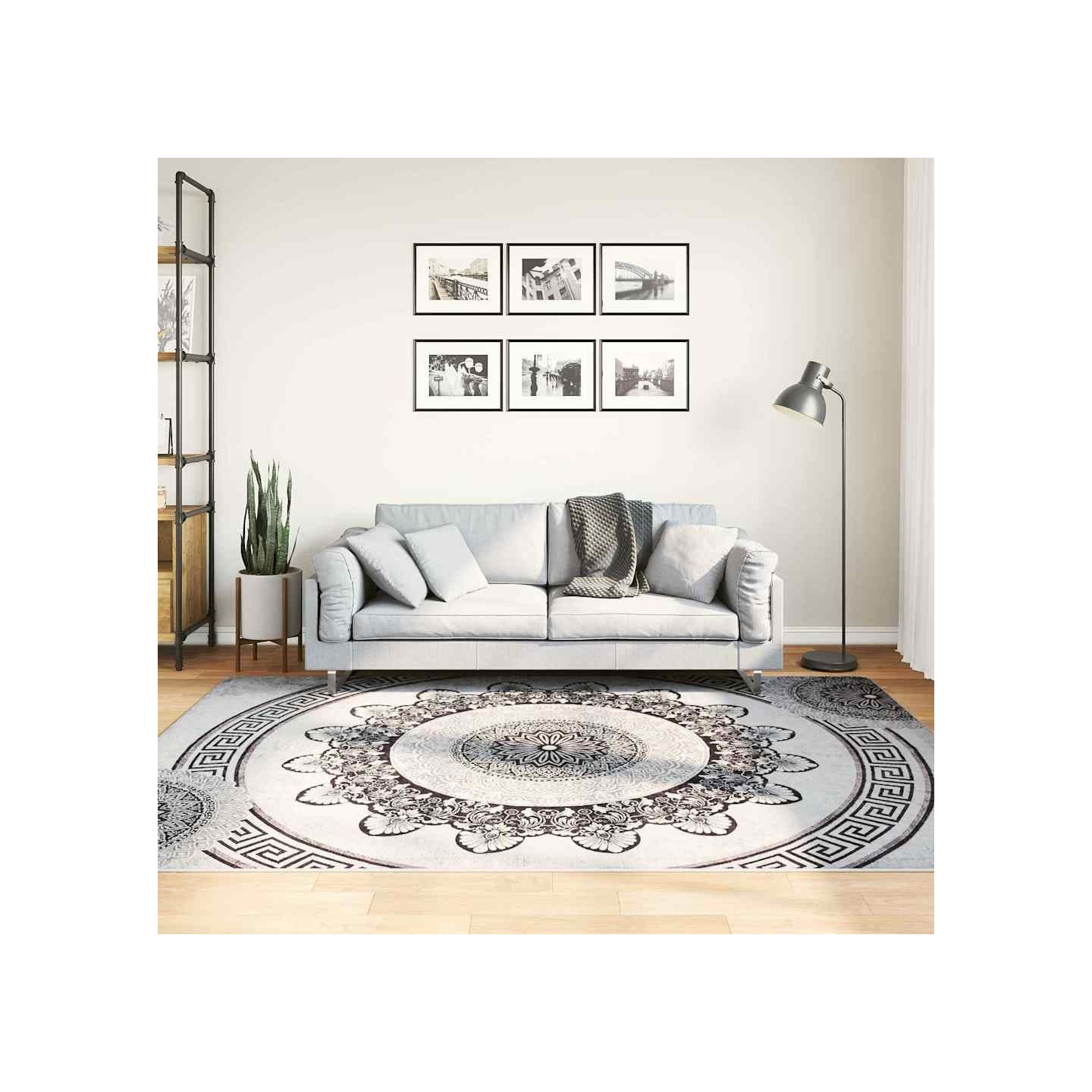 Tapis lavable 160x230 cm noir et gris