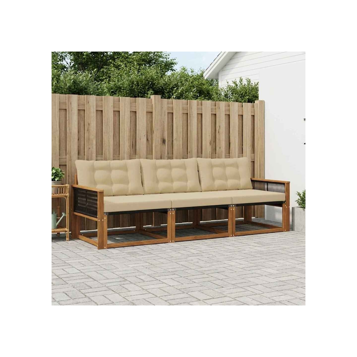 Ensemble de canapés d'extérieur 3 pc Naturel et Beige