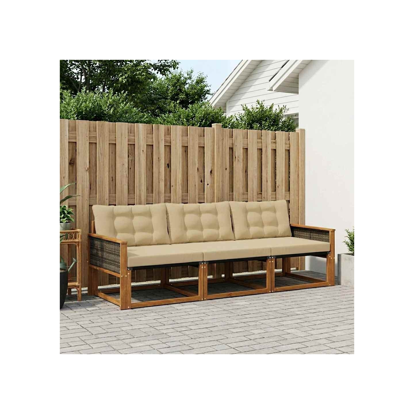 Ensemble de canapés d'extérieur 3 pc Naturel et Beige