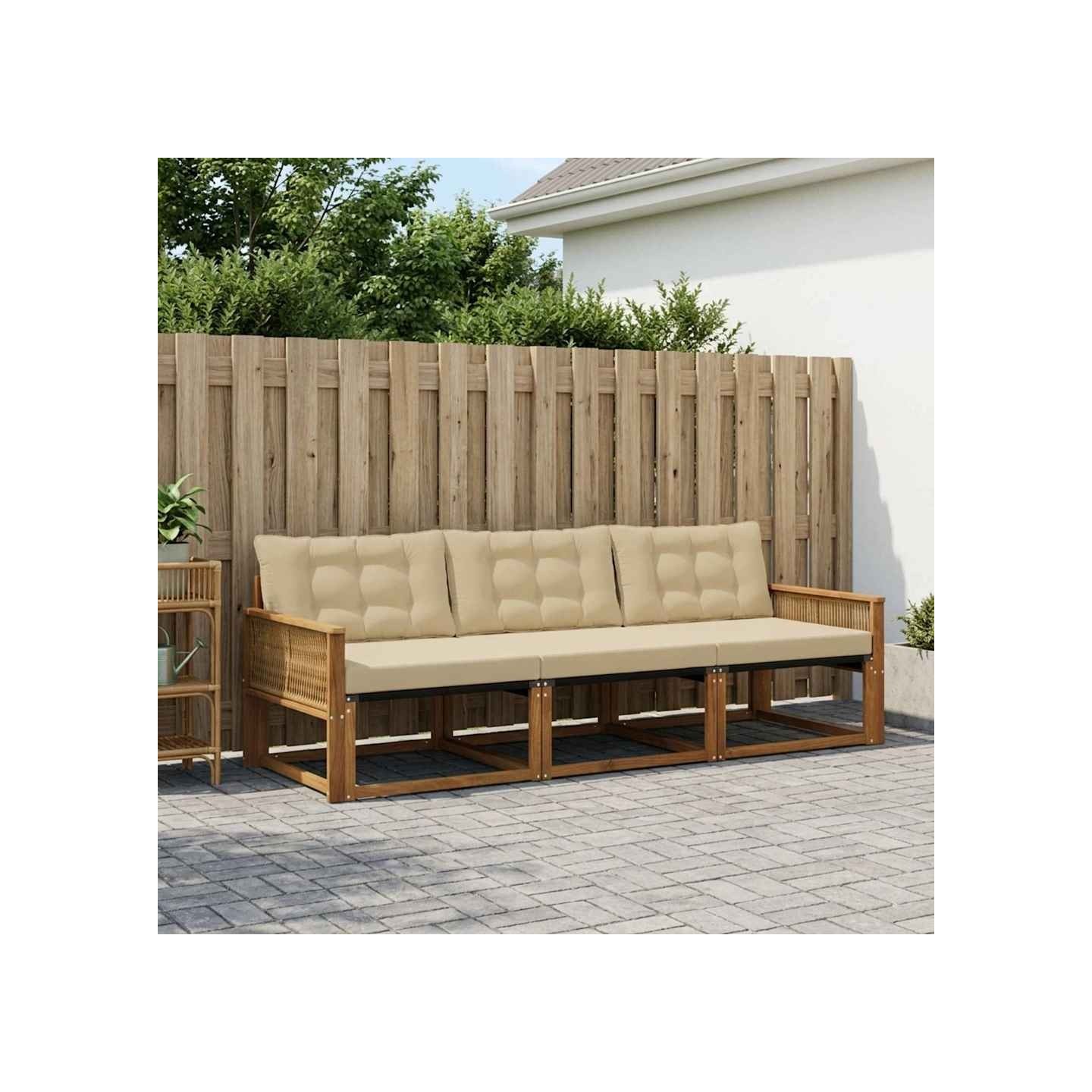 Ensemble de canapés d'extérieur 3 pc Naturel et Beige