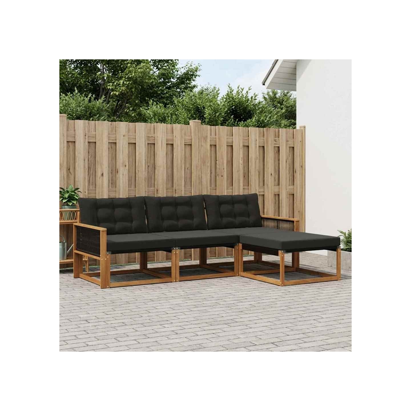 Ensemble de canapés d'extérieur 4 pc Naturel et noir