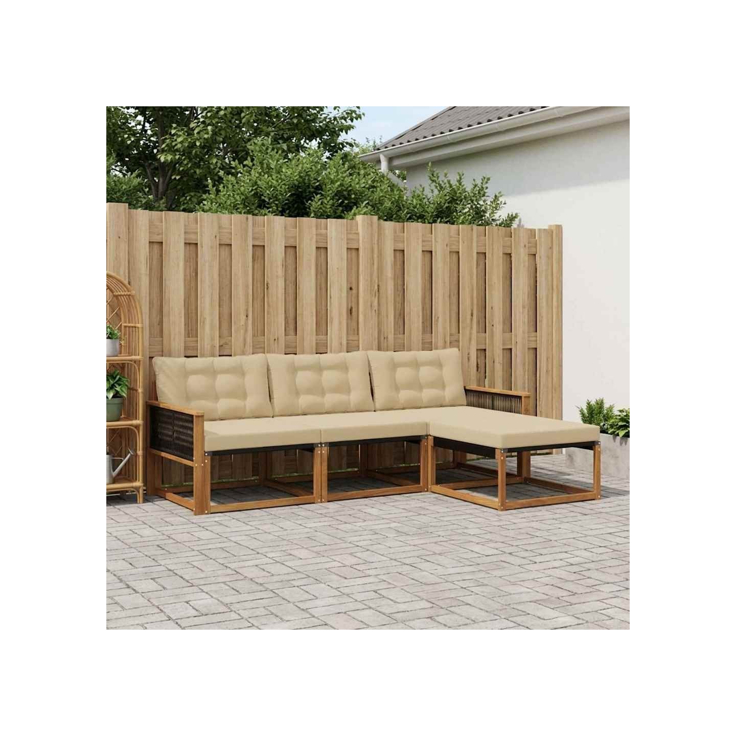 Ensemble de canapés d'extérieur 4 pc Naturel et Beige