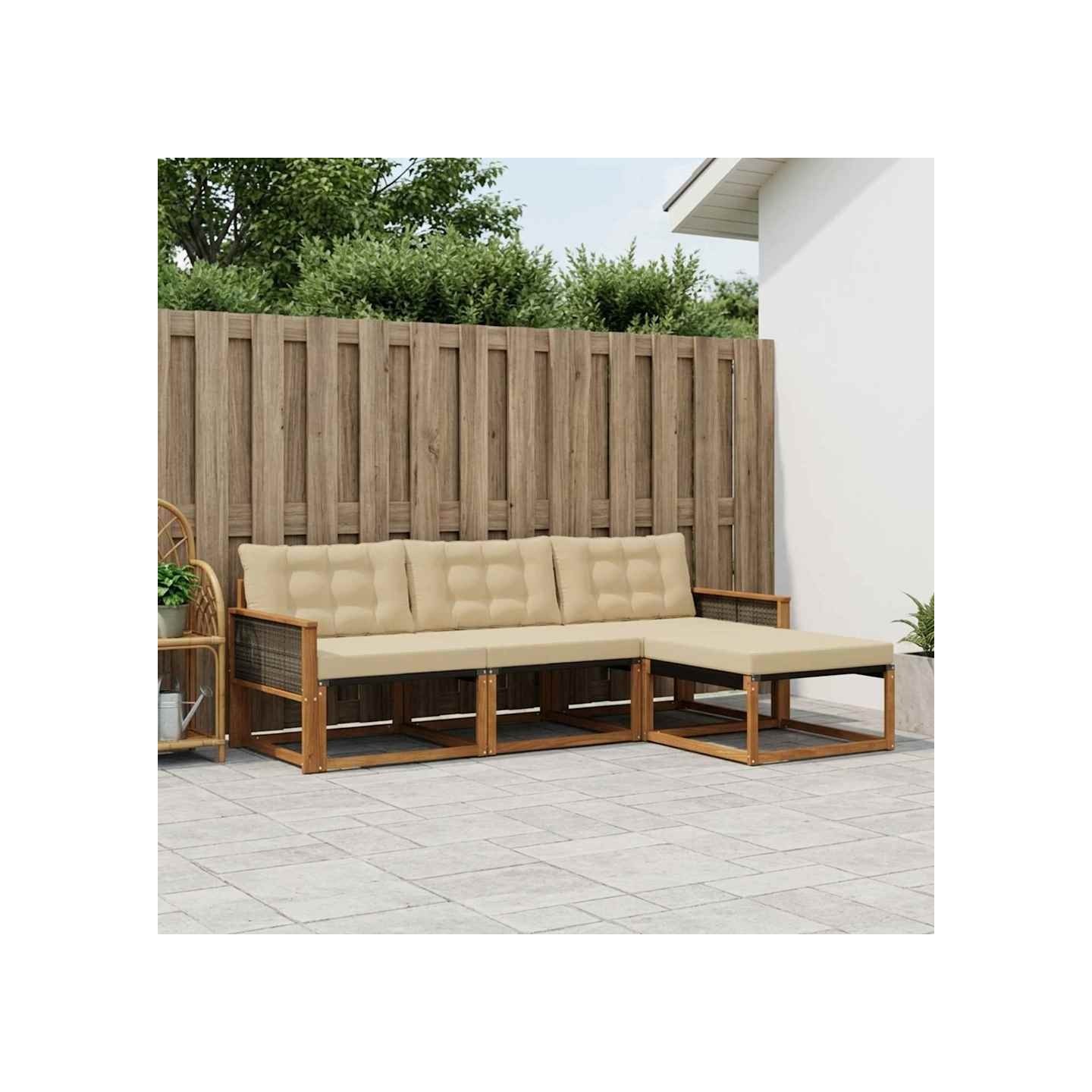 Ensemble de canapés d'extérieur 4 pc Naturel et Beige