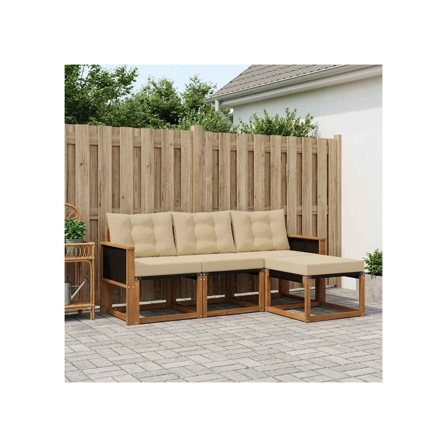 Ensemble de canapés d'extérieur 4 pc Naturel et Beige