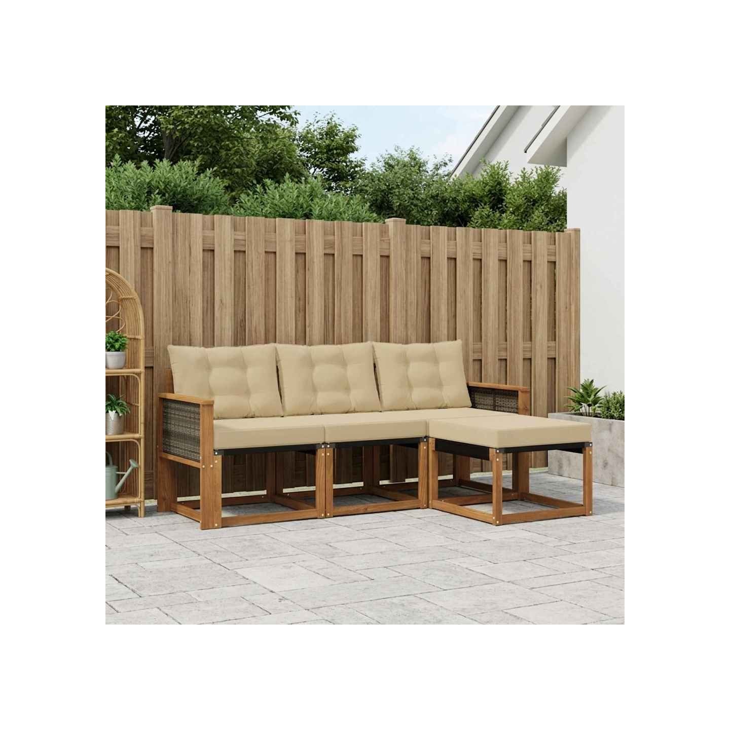 Ensemble de canapés d'extérieur 4 pc Naturel et Beige