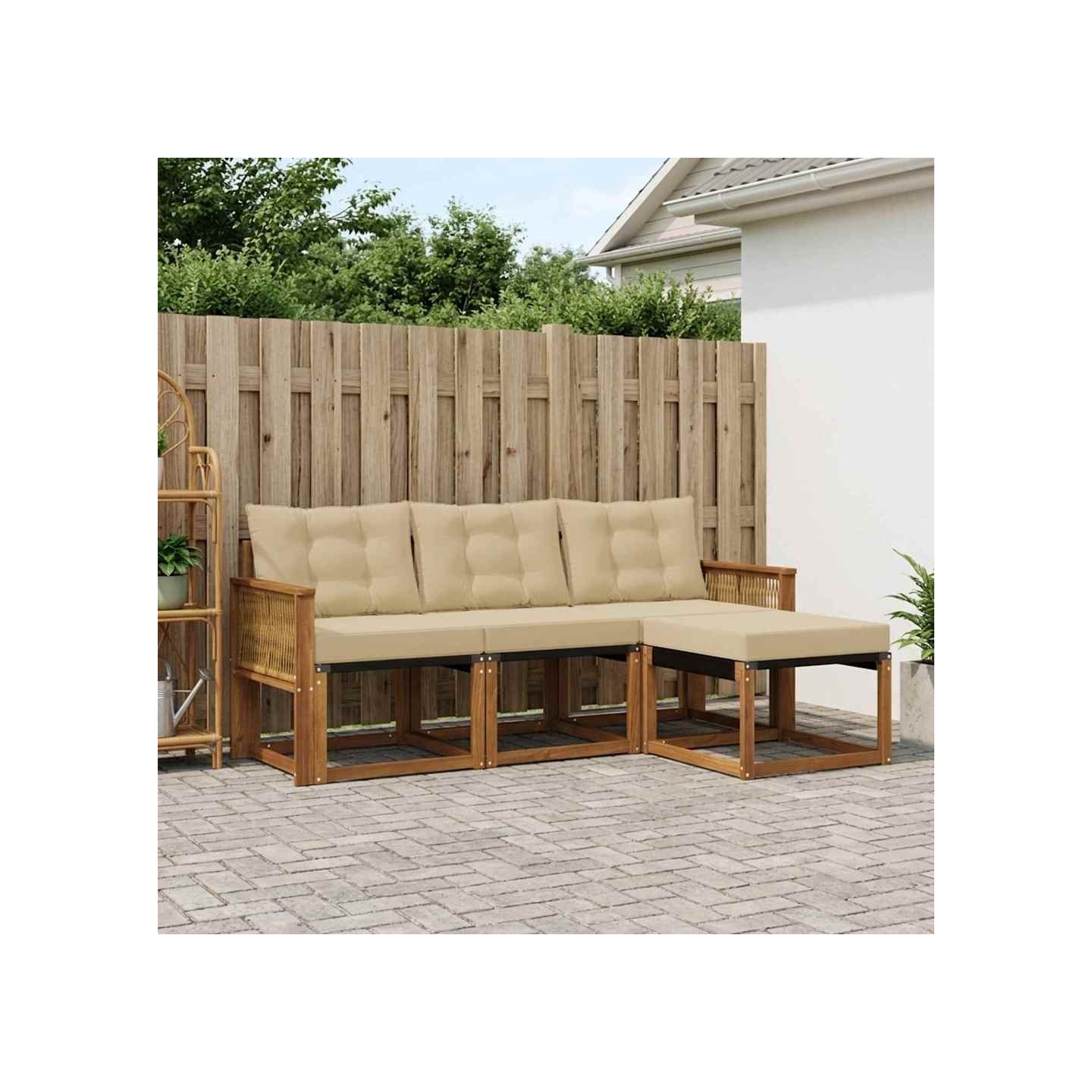 Ensemble de canapés d'extérieur 4 pc Naturel et Beige