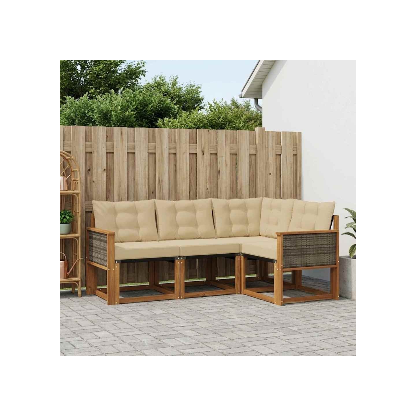 Ensemble de canapés d'extérieur 4 pc Naturel et Beige