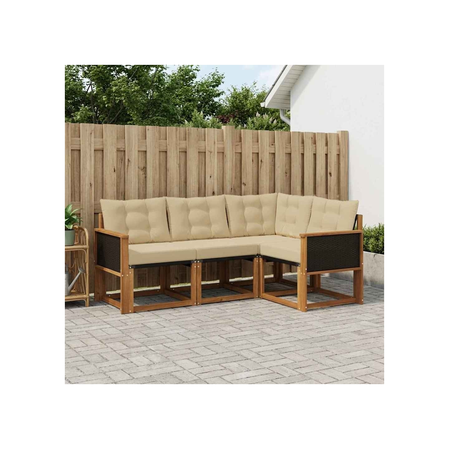 Ensemble de canapés d'extérieur 4 pc Naturel et Beige