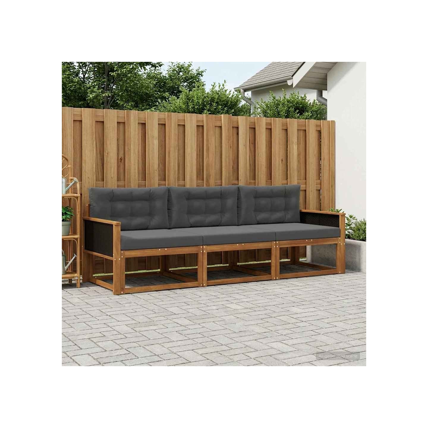 Ensemble de canapés d'extérieur 3 pc Naturel et Anthracite