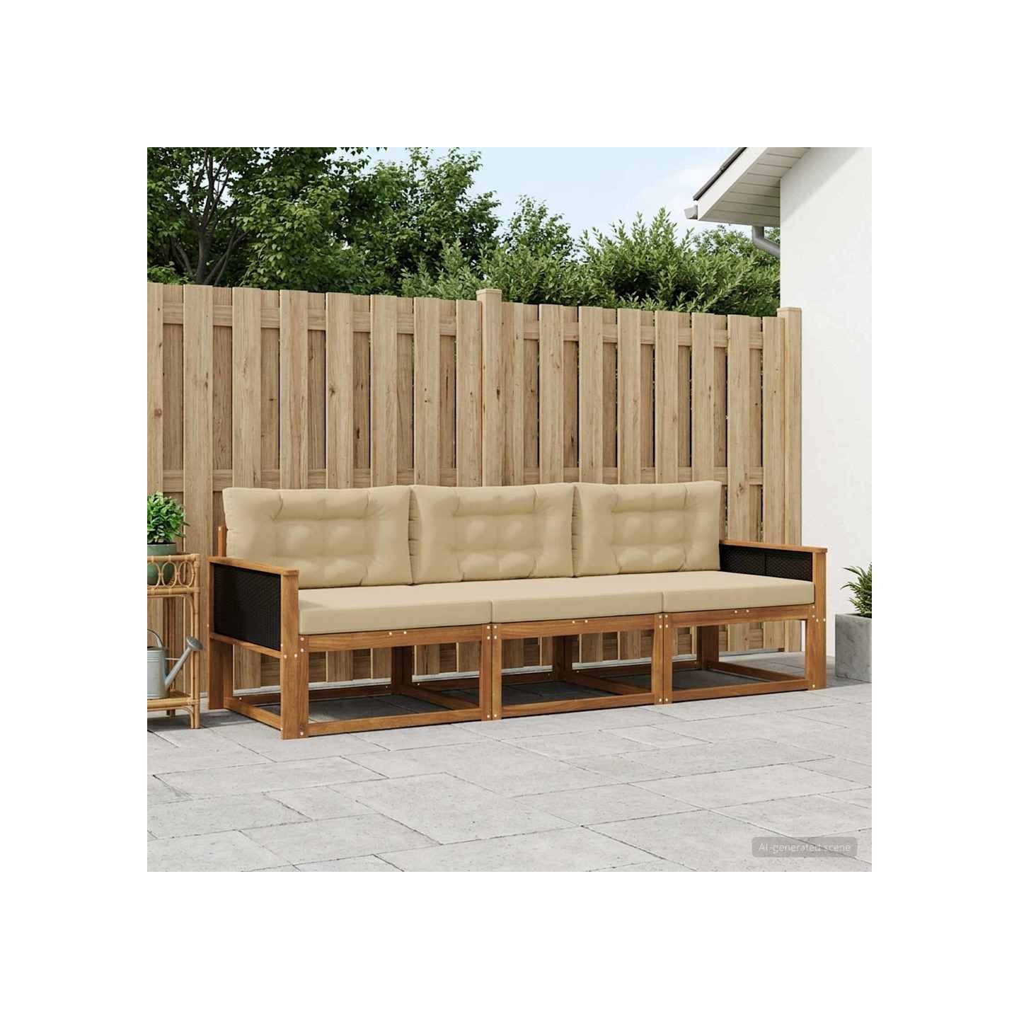 Ensemble de canapés d'extérieur 3 pc Naturel et Beige