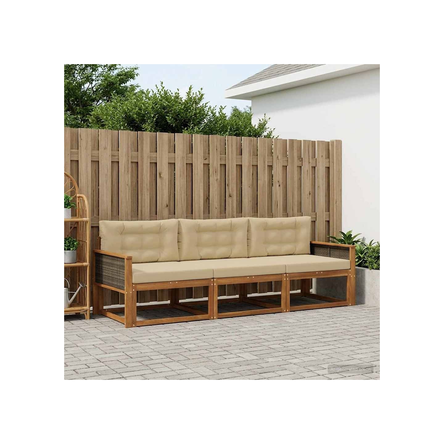 Ensemble de canapés d'extérieur 3 pc Naturel et Beige