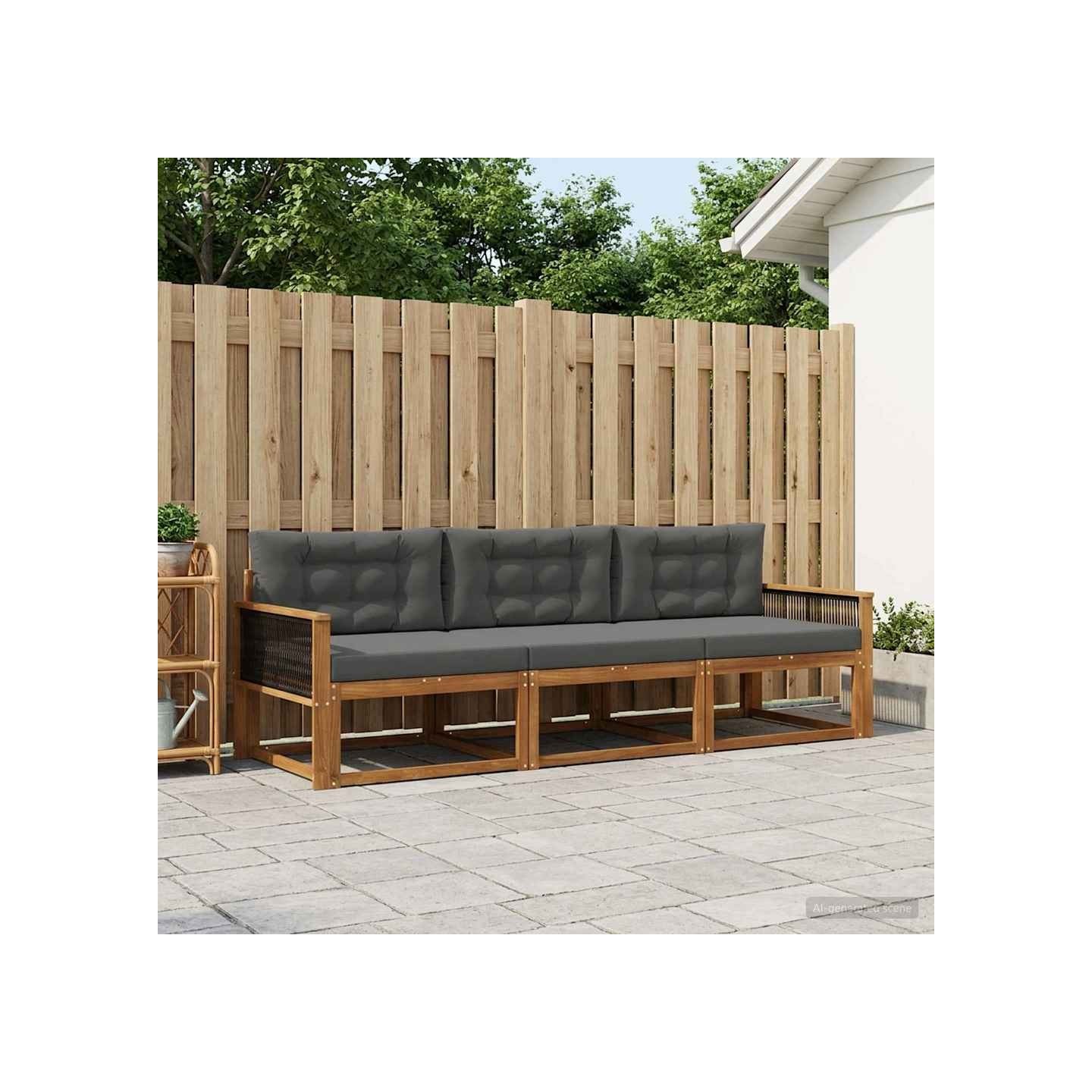 Ensemble de canapés d'extérieur 3 pc Naturel et Anthracite