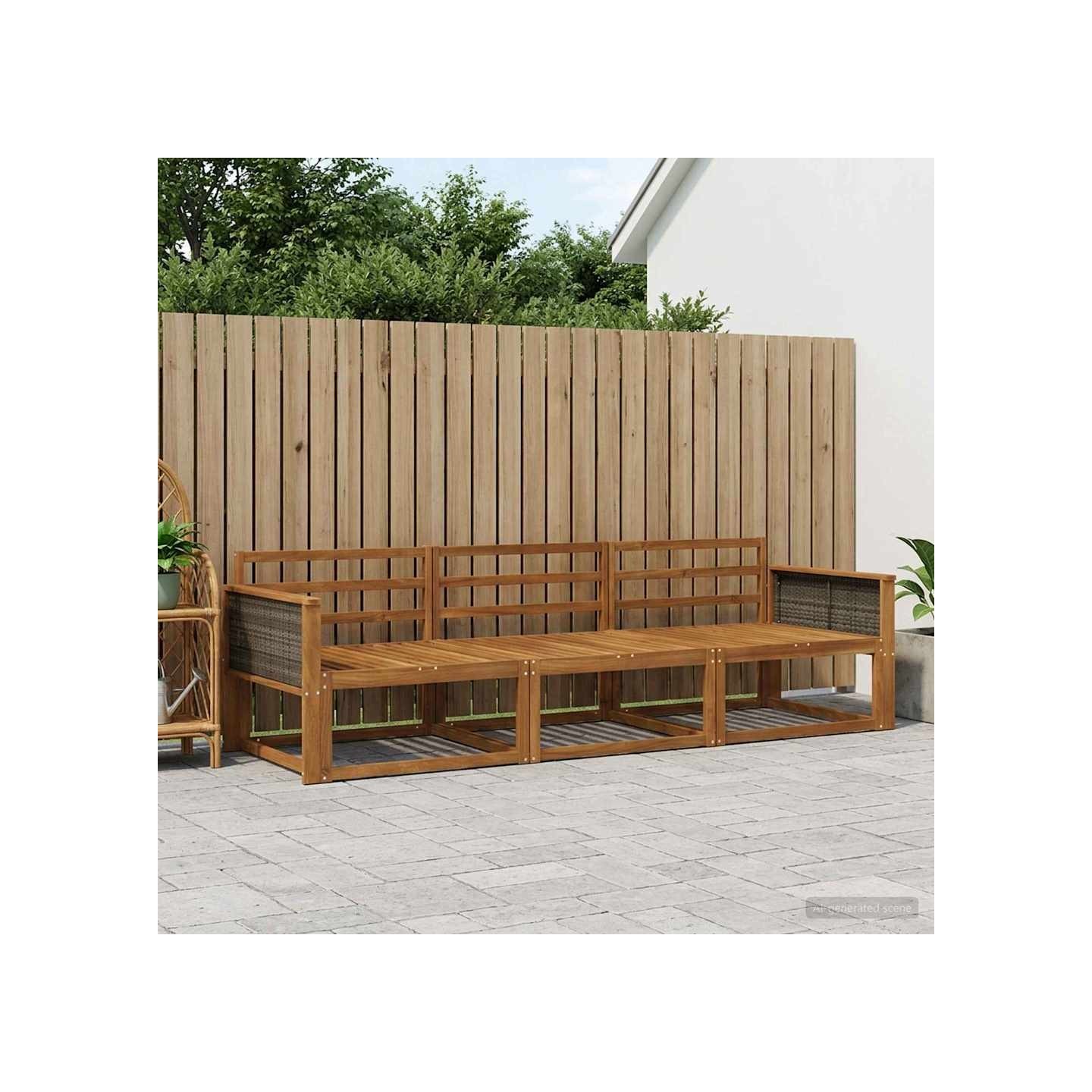 Ensemble de canapés d'extérieur 3 pc Naturel