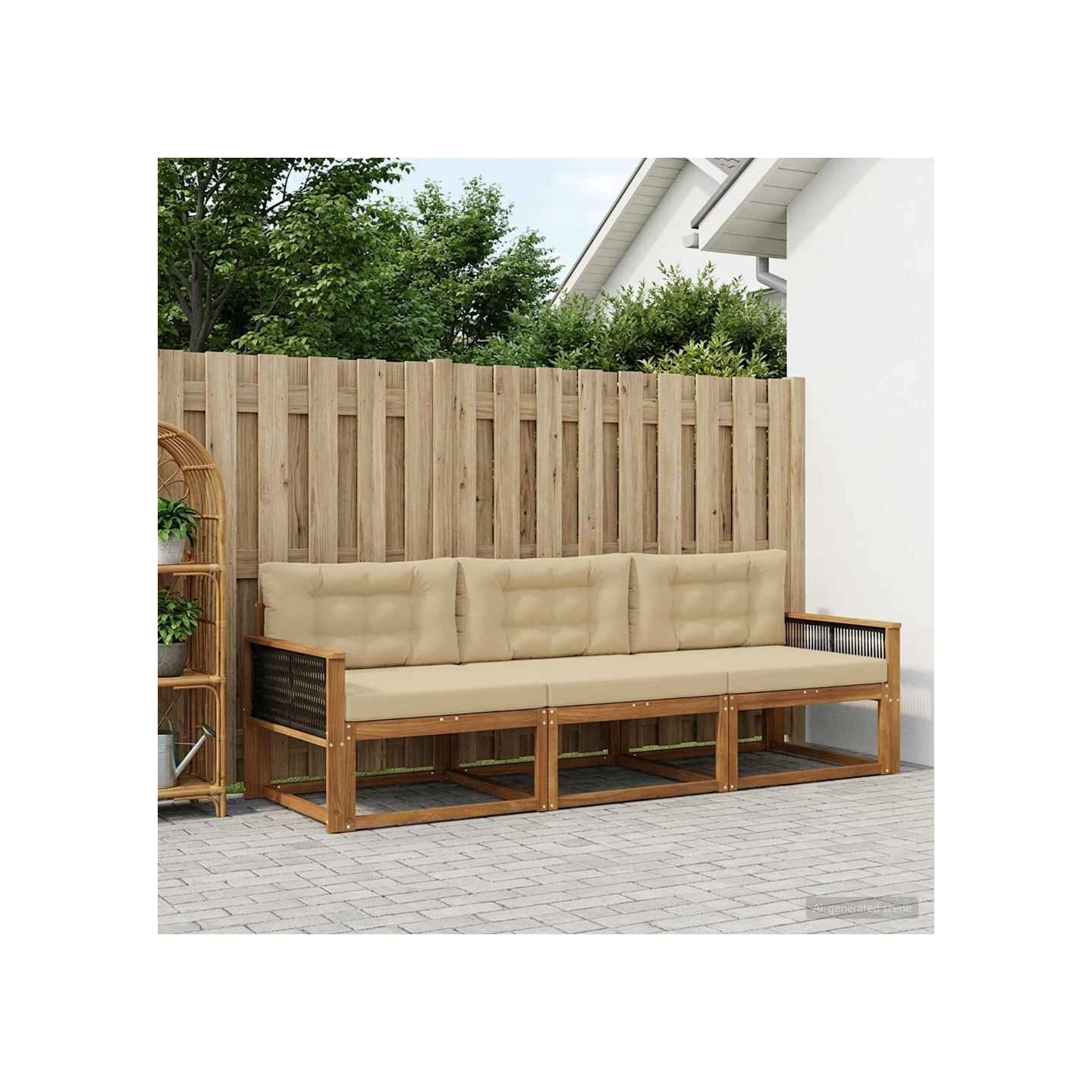Ensemble de canapés d'extérieur 3 pc Naturel et Beige