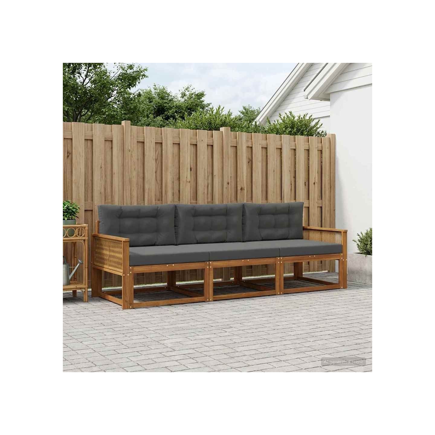 Ensemble de canapés d'extérieur 3 pc Naturel et Anthracite