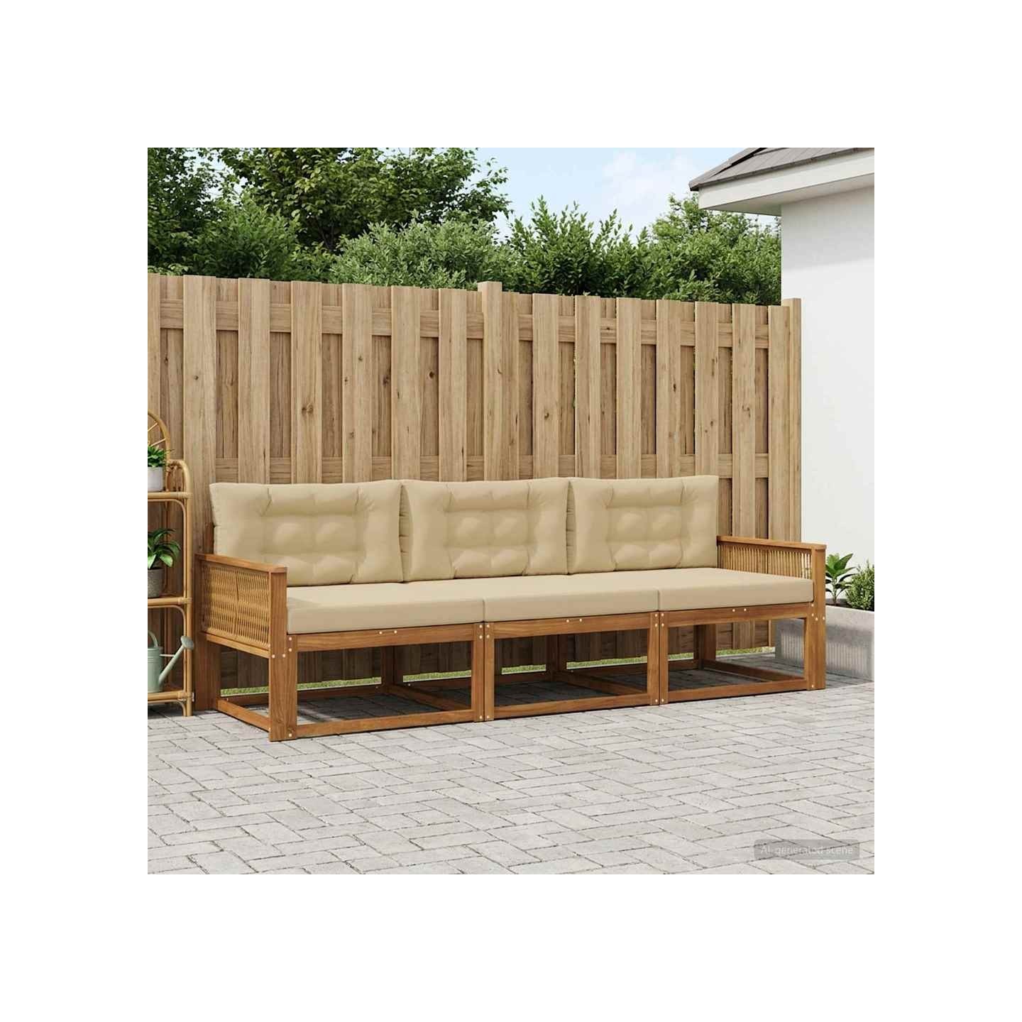 Ensemble de canapés d'extérieur 3 pc Naturel et Beige
