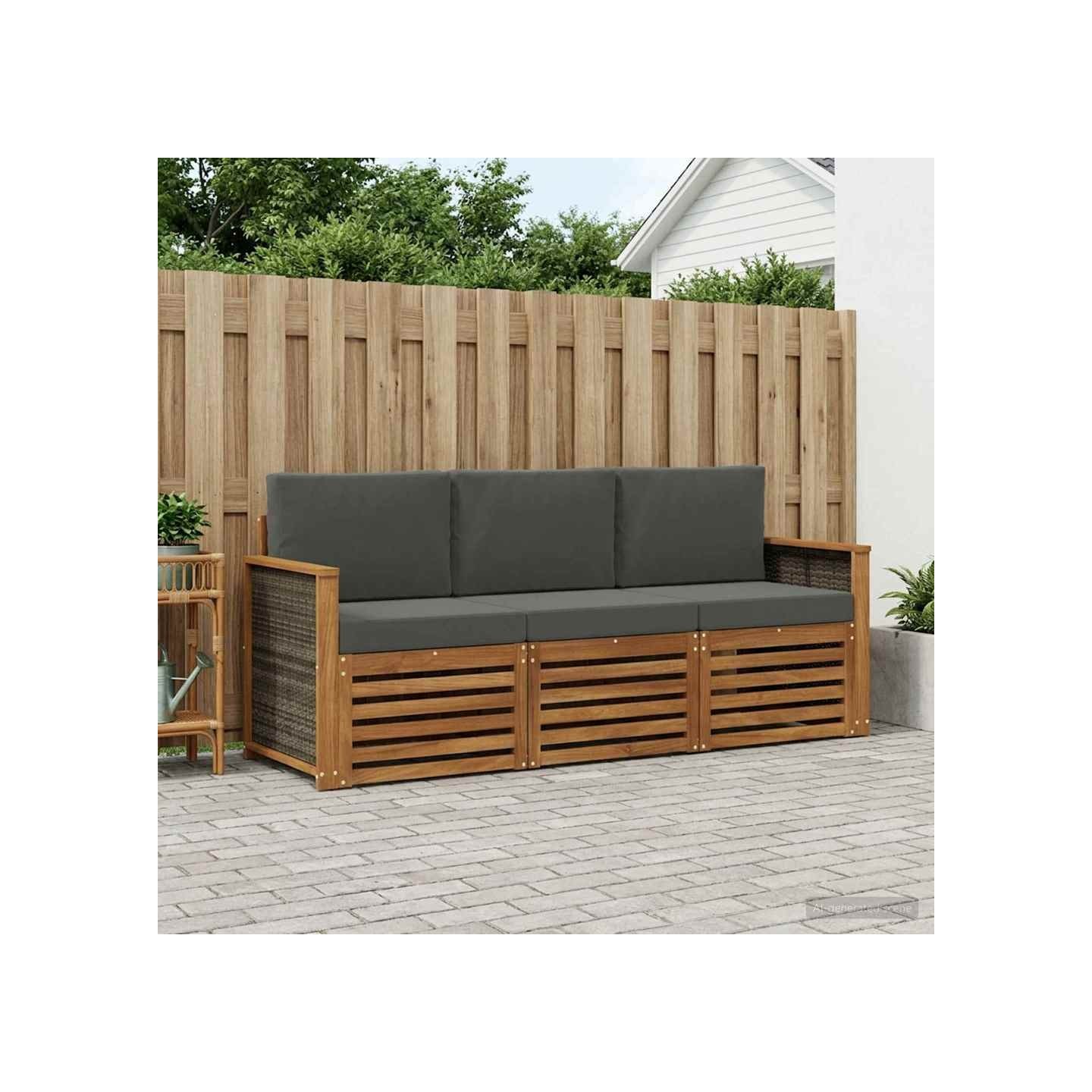 Ensemble de canapés d'extérieur 3 pc Naturel et Anthracite