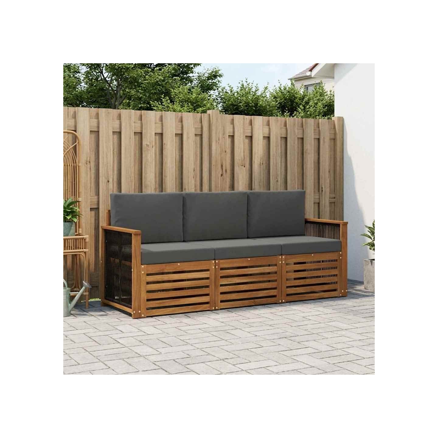 Ensemble de canapés d'extérieur 3 pc Naturel et Anthracite