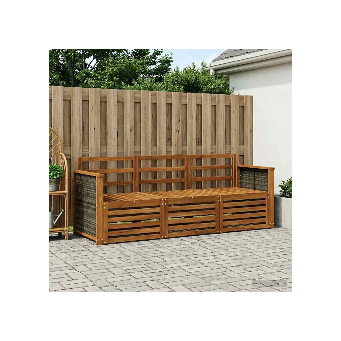 Ensemble de canapés d'extérieur 3 pc Naturel