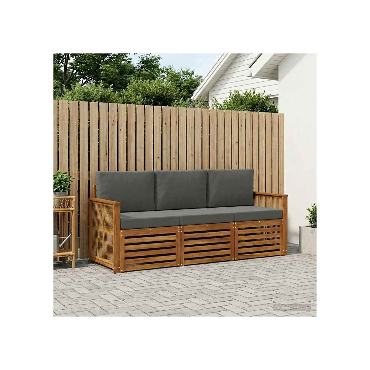 Ensemble de canapés d'extérieur 3 pc Naturel et Anthracite