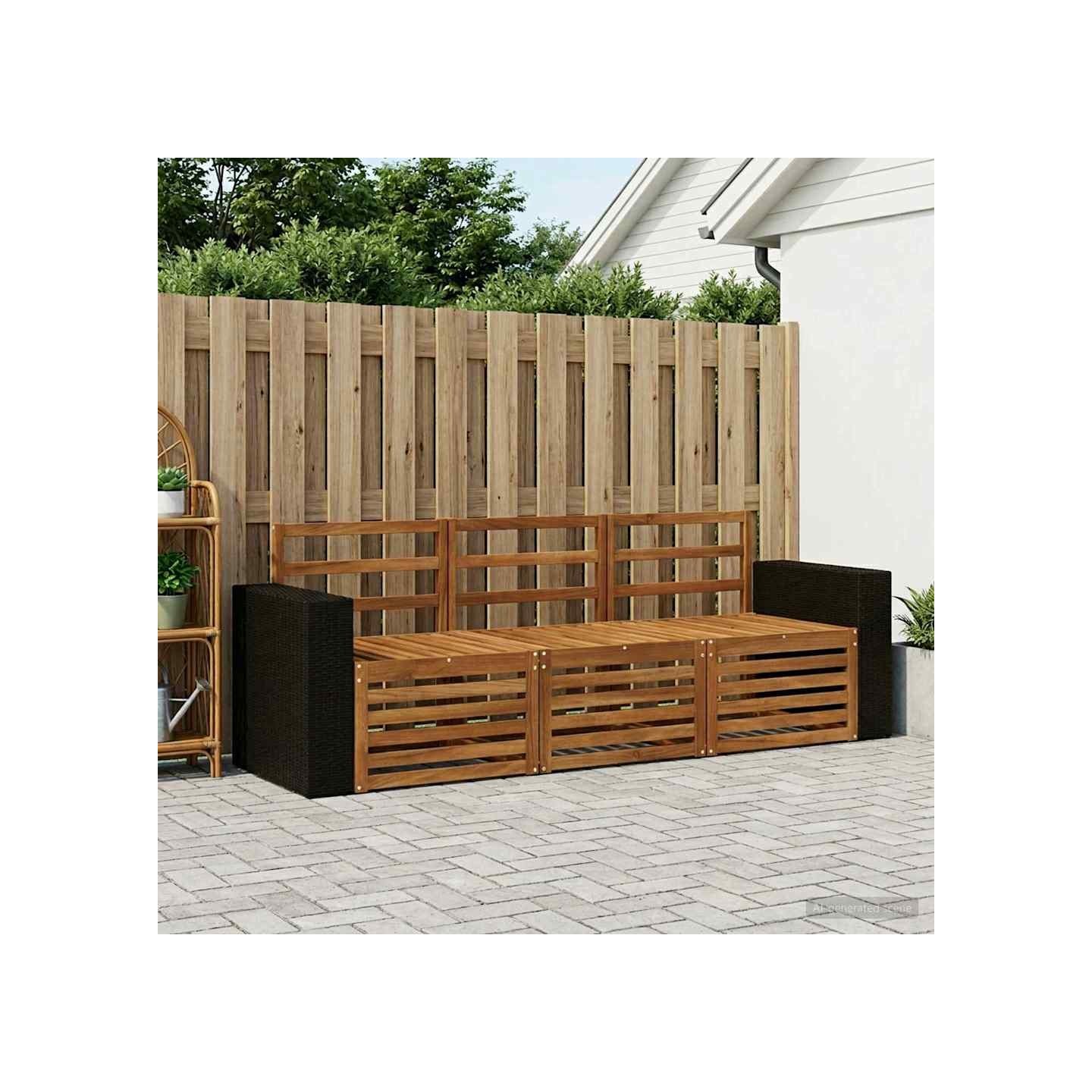 Ensemble de canapés d'extérieur 3 pc Naturel