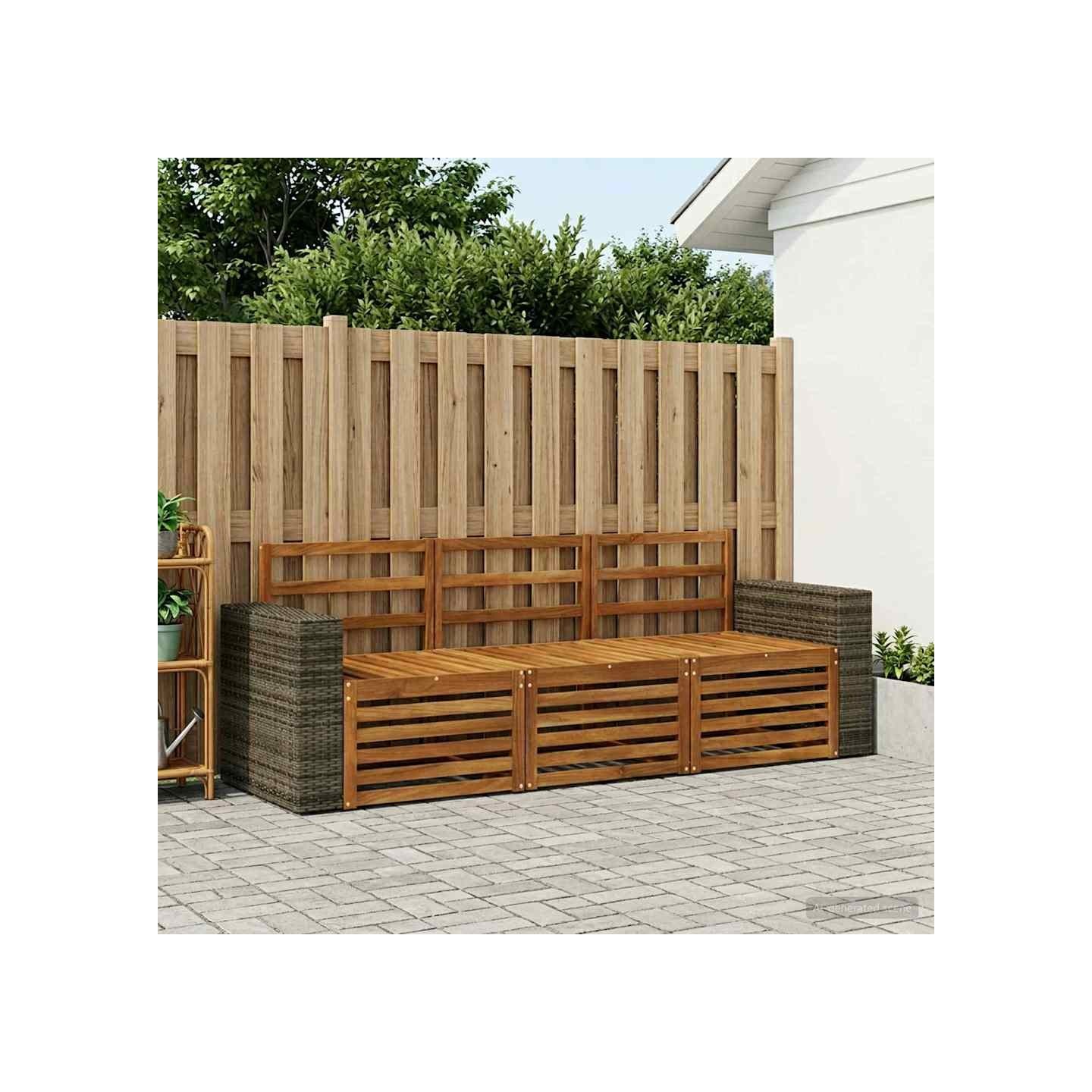Ensemble de canapés d'extérieur 3 pc Naturel