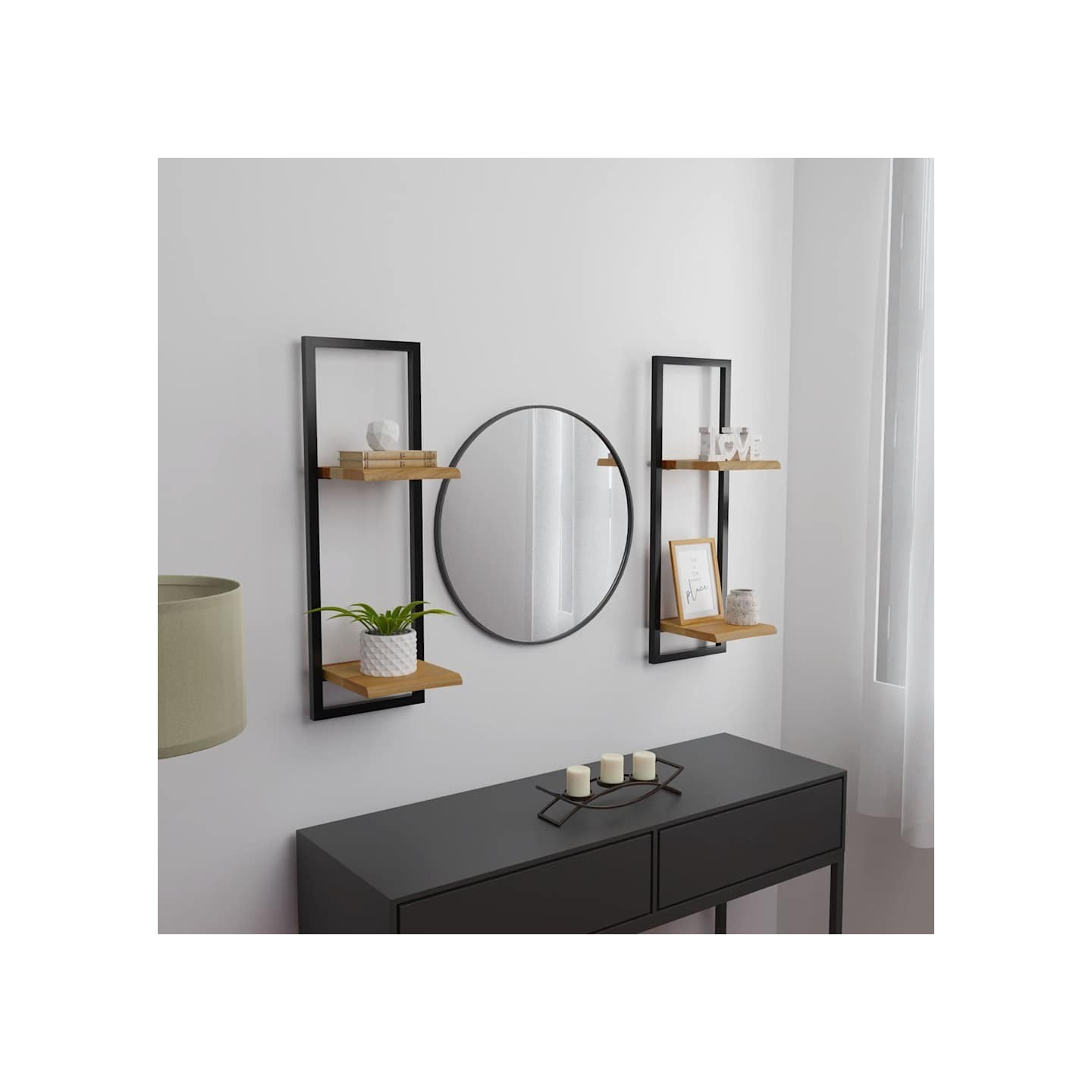Étagères murales 2 pcs 25x25x75 cm Bois d'acacia et acier