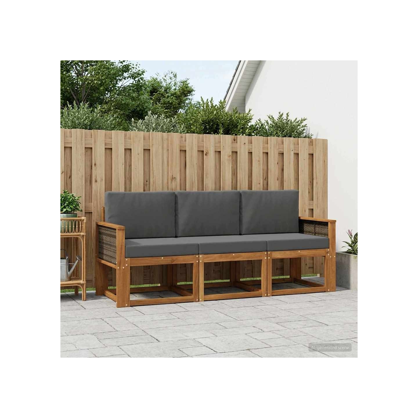Ensemble de canapés d'extérieur 3 pc Naturel et Anthracite